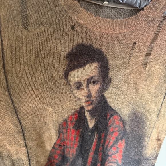 R13 portrait painting Artistic Sweater cashmere - Picture 3 of 10